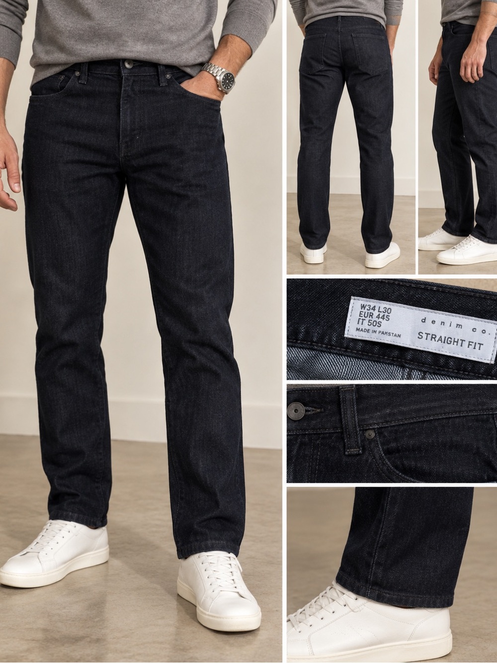Denim&Co Men’s Straight Fit Jeans in Black